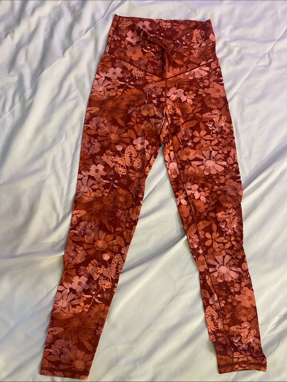 Offline' High-Waist Floral Leggings - Rust Pink